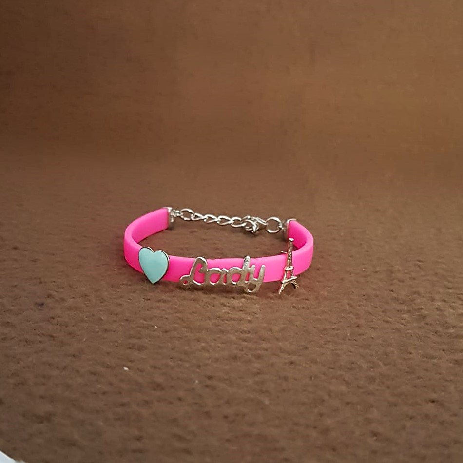 Pink Heart Charm Kids Silver Rakhi