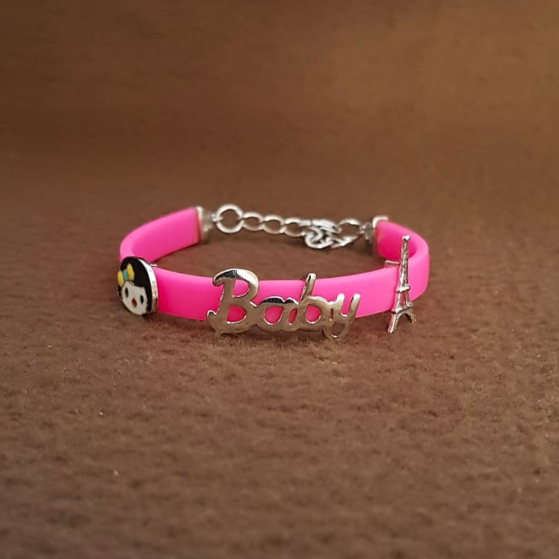 Disney Character Pink Kids Silver Rakhi Band