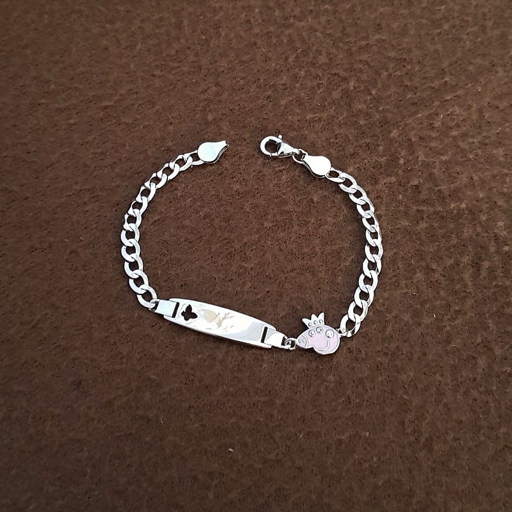 Cute Pig Kids Silver Bracelet