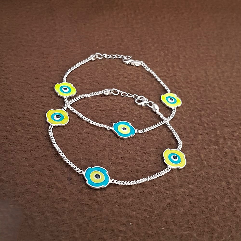 Kids Evil Eye Silver Payal (Anklet) Chain