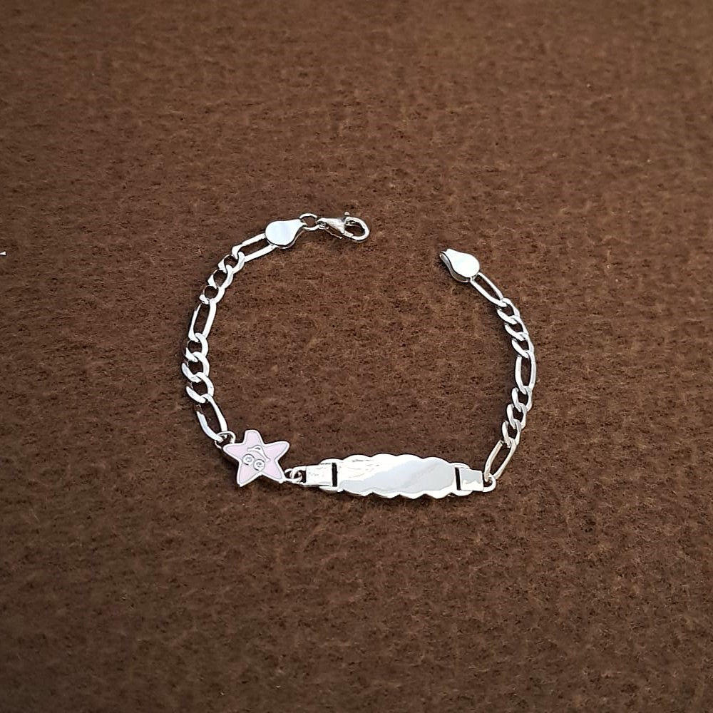 Star Silver Kids Bracelet with Figaro Chain