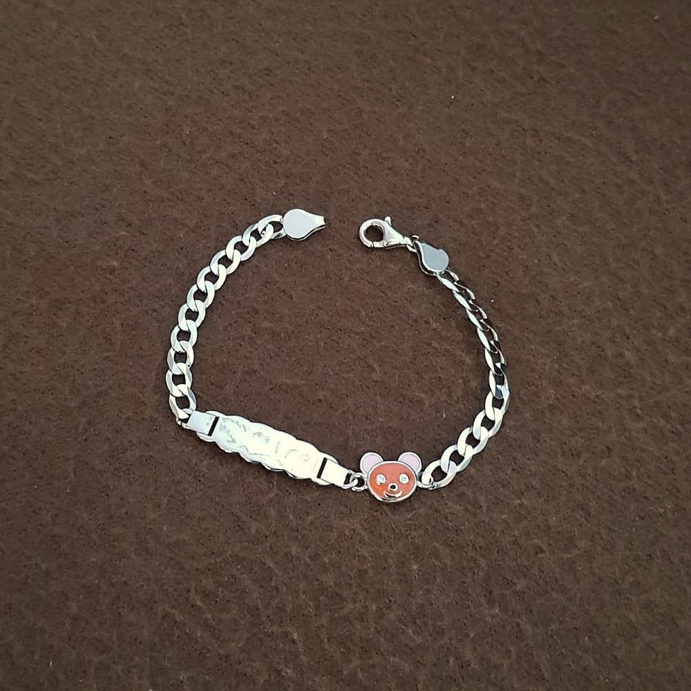 Personalized Silver Kids Bracelet with Bear Charm