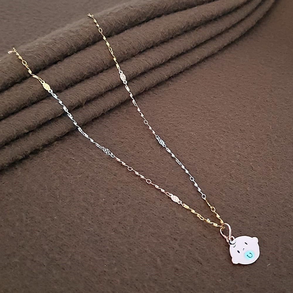 Character Face Silver Kids Necklace