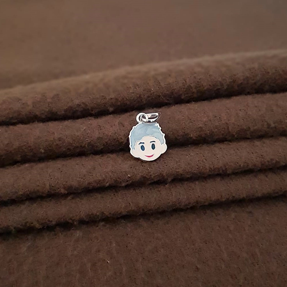 Cute Anime Boy Kid's Silver Pendant