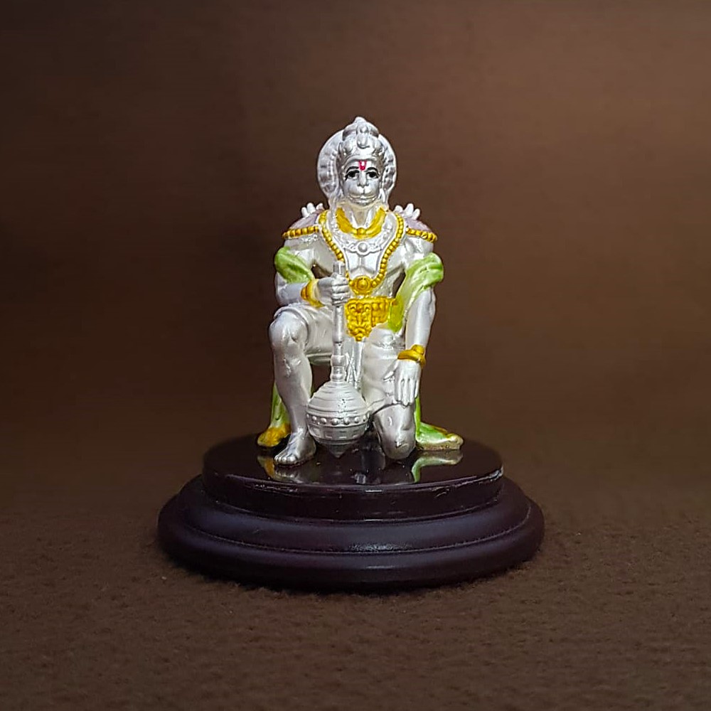 Hanuman Ji Silver Idol with Sacred Gada