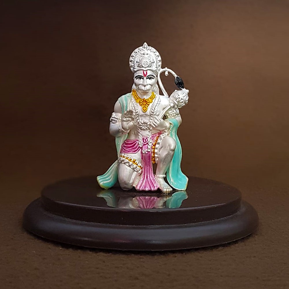 Hanuman Ji Silver Idol with Sacred Gada