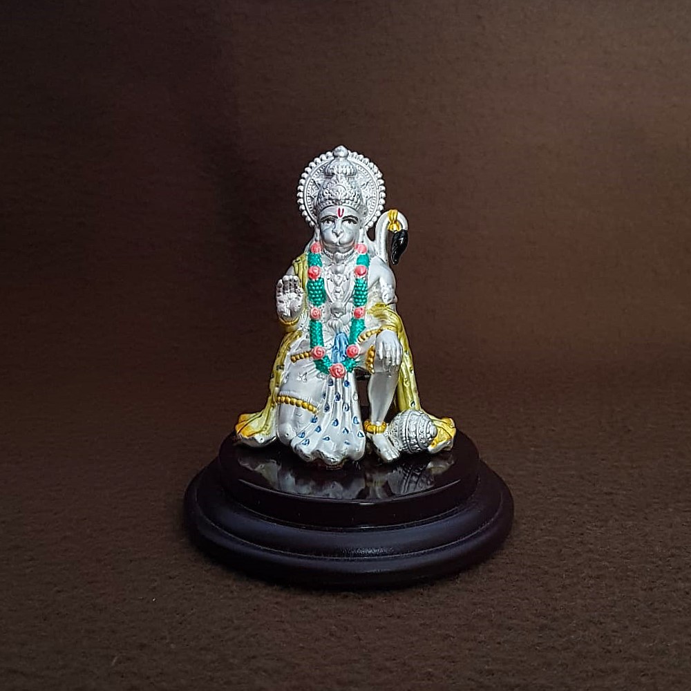Hanuman Blessing Pose Silver Murti