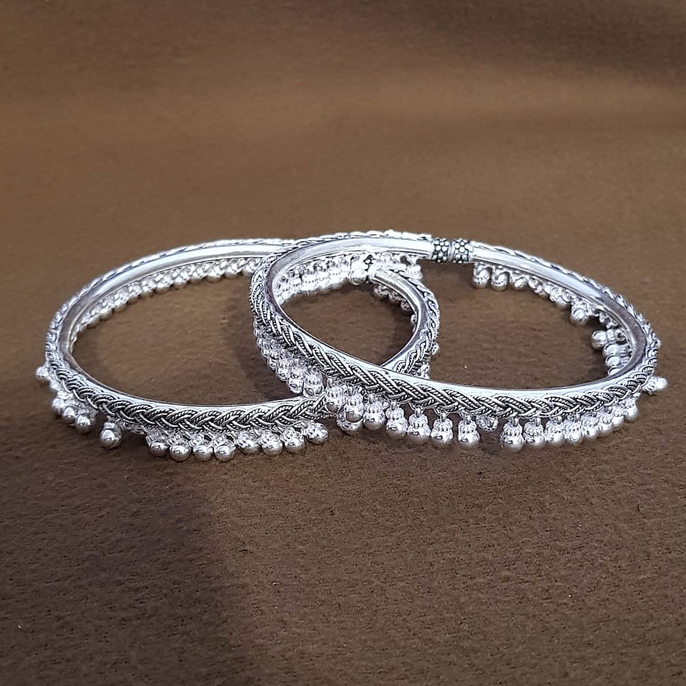Braided Chain Silver Kada Payal